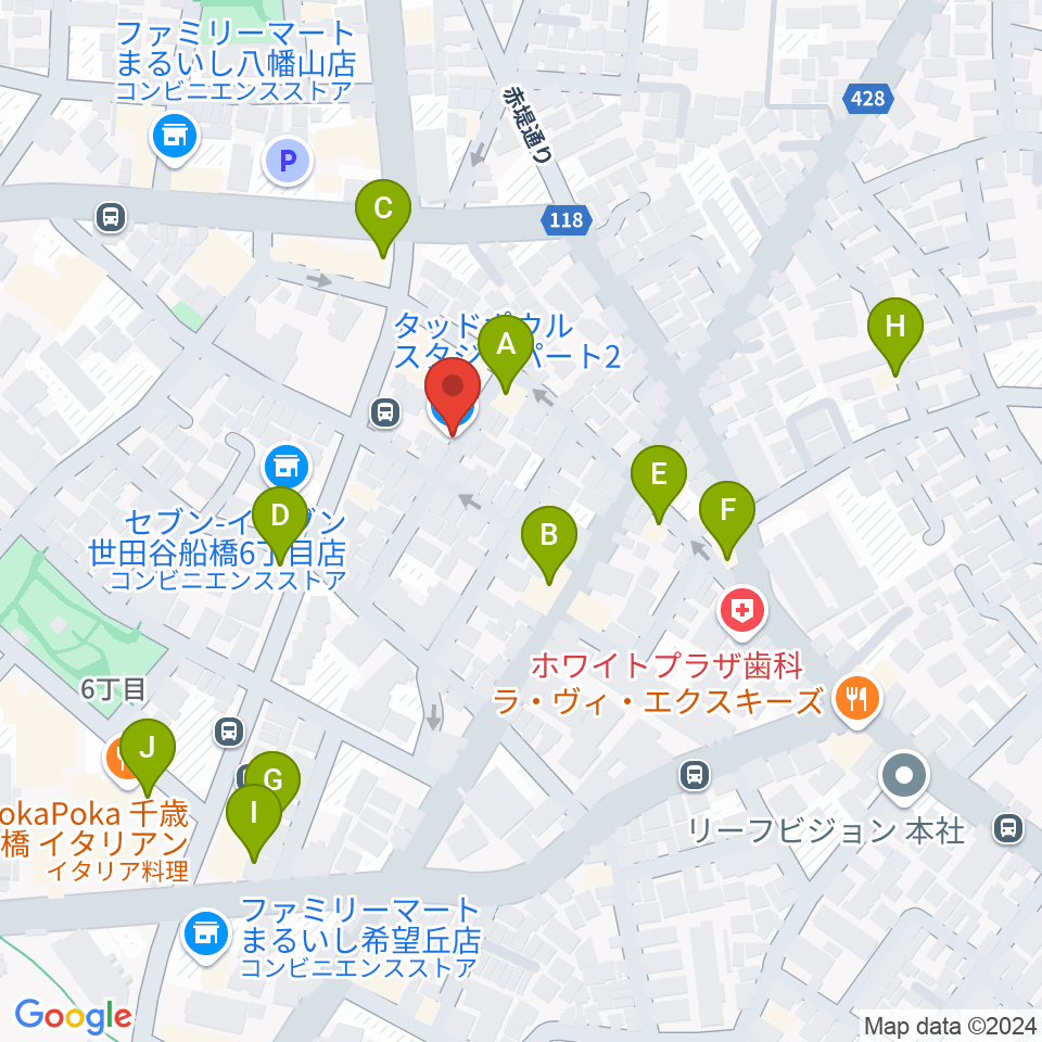 タッドポウルスタジオ Part2周辺のファミレス・ファーストフード一覧地図