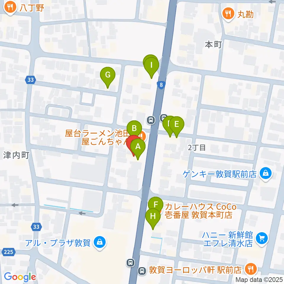 オーディオ渡辺周辺のファミレス・ファーストフード一覧地図