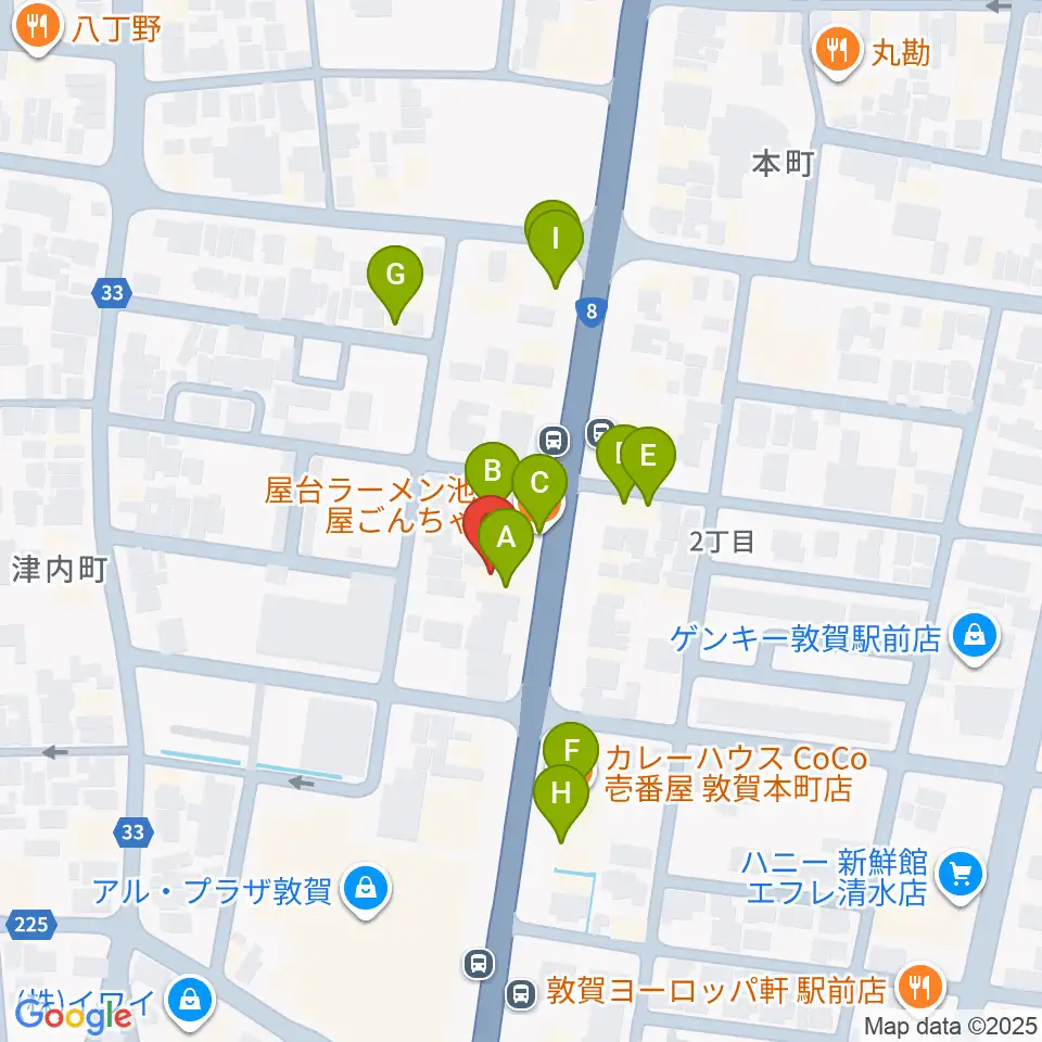 オーディオ渡辺周辺のファミレス・ファーストフード一覧地図