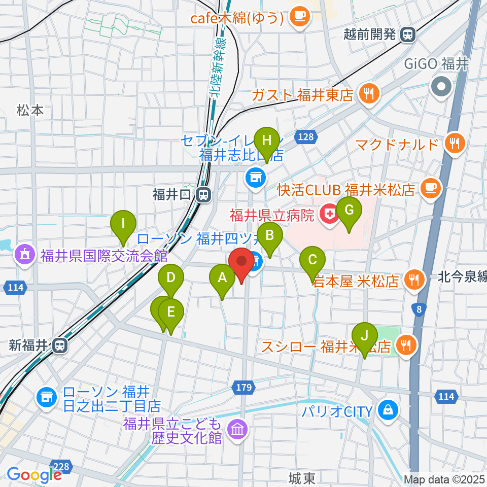 MPC楽器センター福井周辺のファミレス・ファーストフード一覧地図