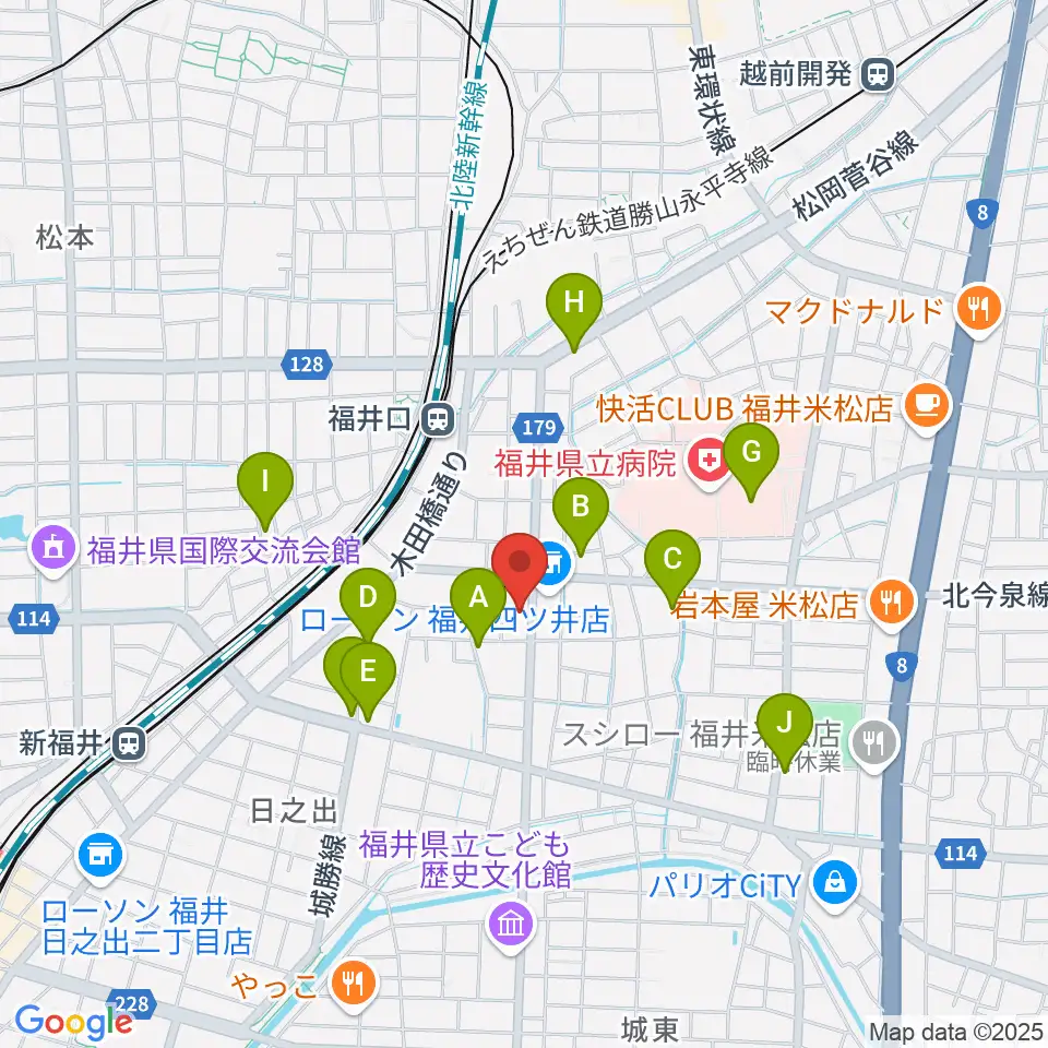 MPC楽器センター福井周辺のファミレス・ファーストフード一覧地図