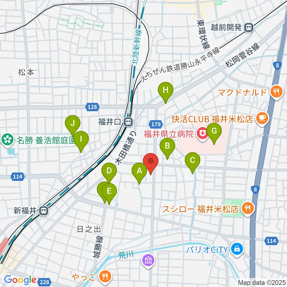 MPC楽器センター福井周辺のファミレス・ファーストフード一覧地図