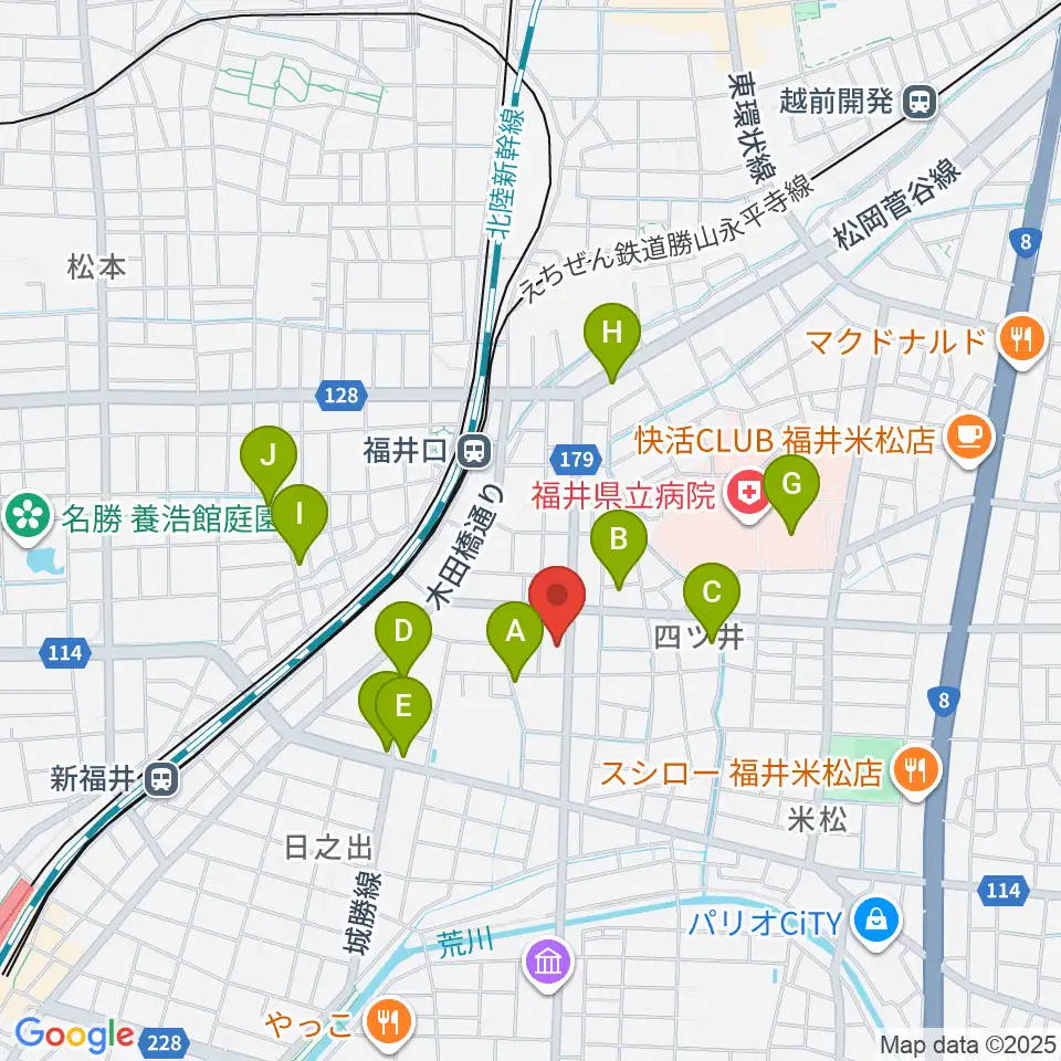 MPC楽器センター福井周辺のファミレス・ファーストフード一覧地図