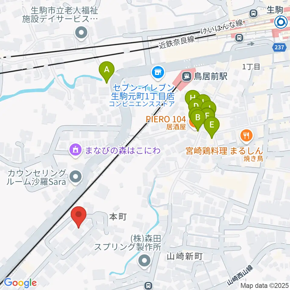 FIVE PENNIES周辺のファミレス・ファーストフード一覧地図