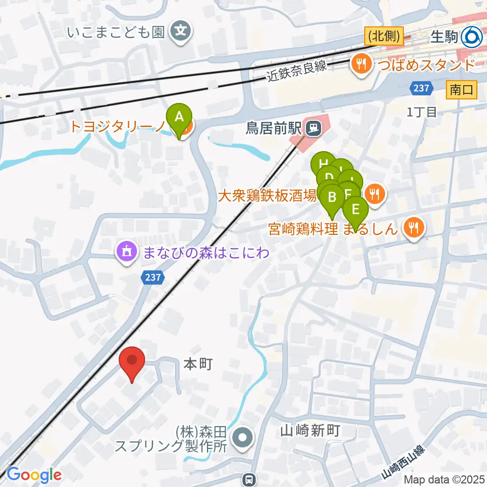 FIVE PENNIES周辺のファミレス・ファーストフード一覧地図