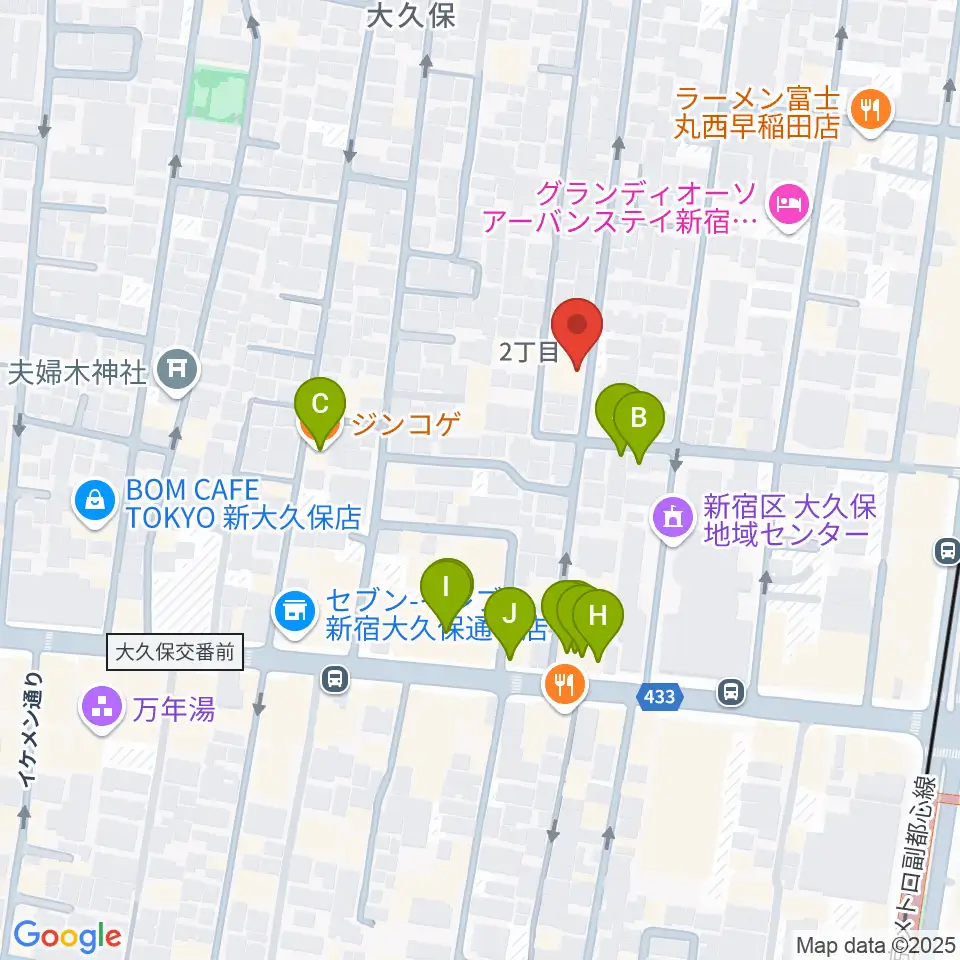フリーダムスタジオ インフィニティー周辺のファミレス・ファーストフード一覧地図