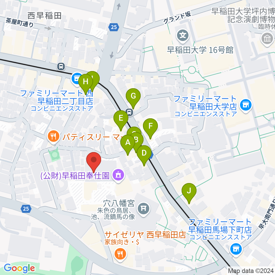 アバコスタジオ周辺のファミレス・ファーストフード一覧地図