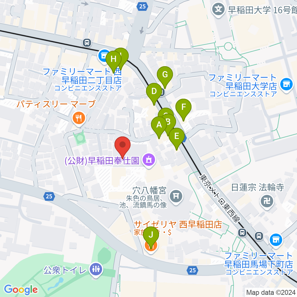 アバコスタジオ周辺のファミレス・ファーストフード一覧地図