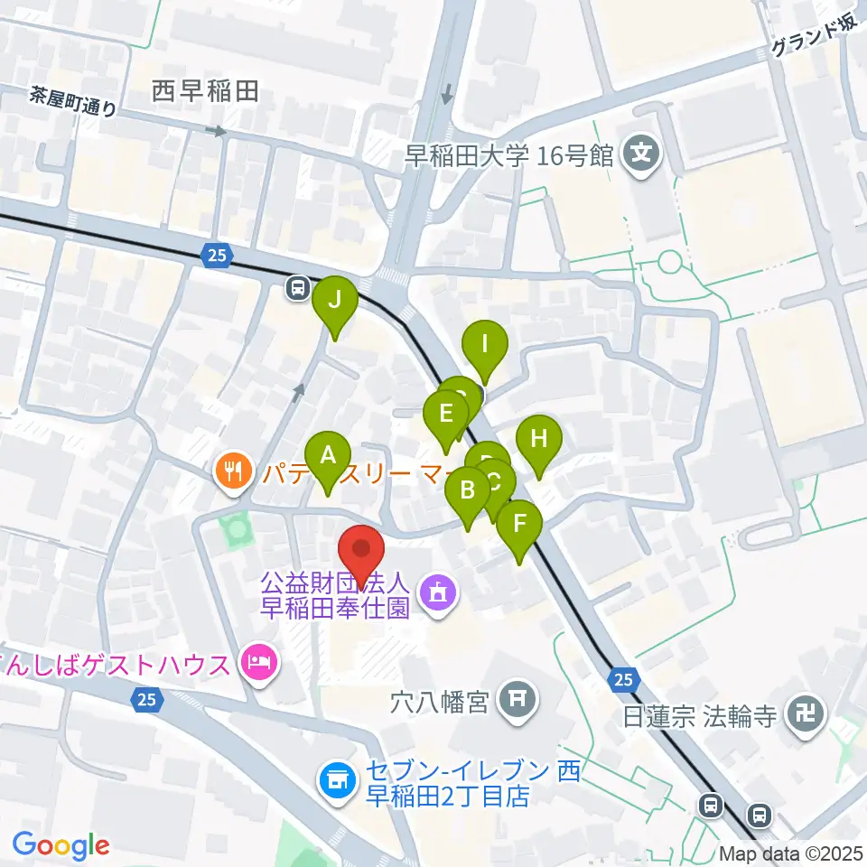 アバコスタジオ周辺のファミレス・ファーストフード一覧地図