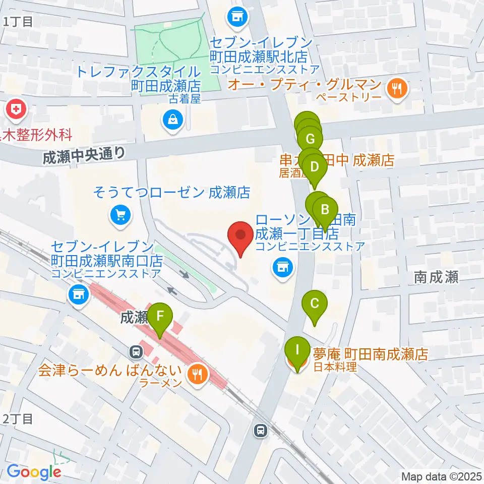 スタジオSOPIC 町田市JR成瀬駅前店周辺のファミレス・ファーストフード一覧地図
