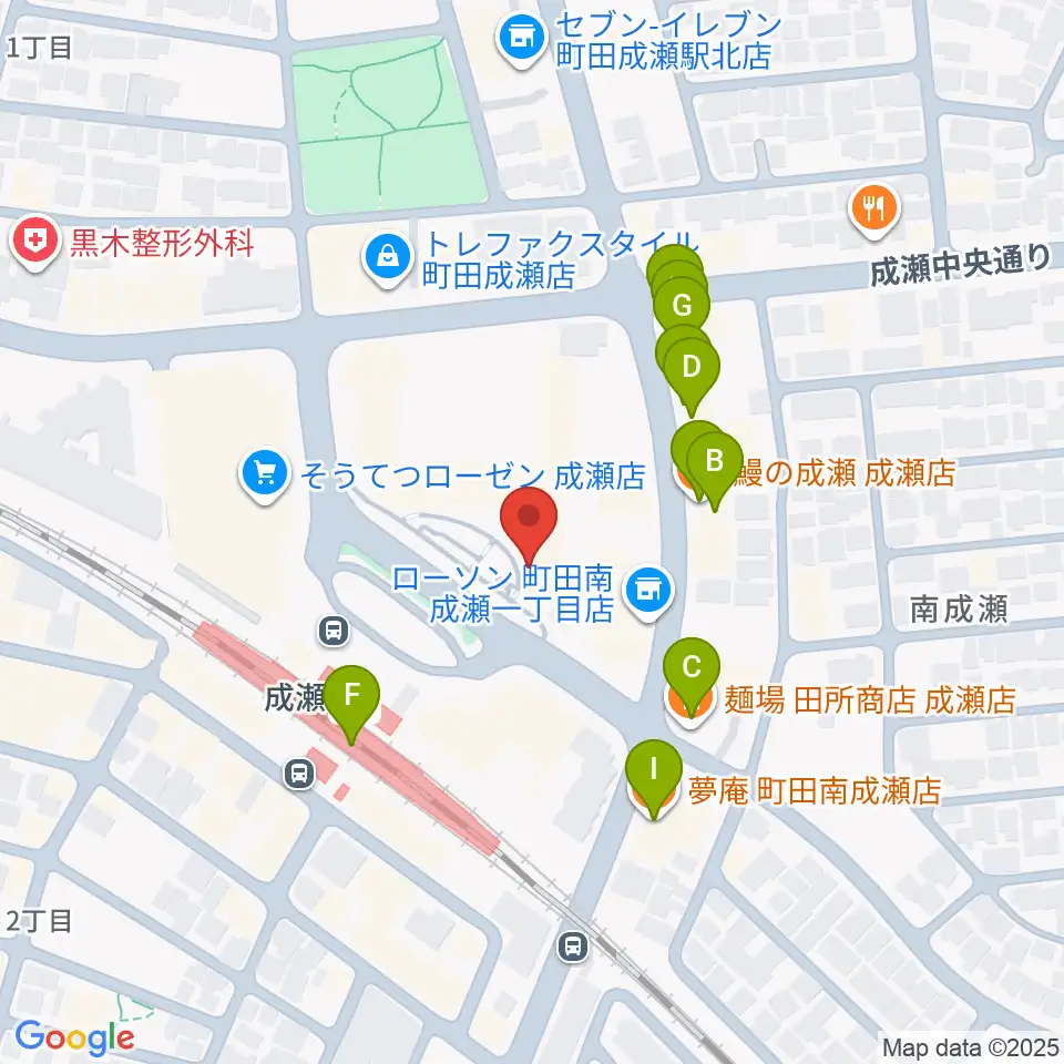 スタジオSOPIC 町田市JR成瀬駅前店周辺のファミレス・ファーストフード一覧地図