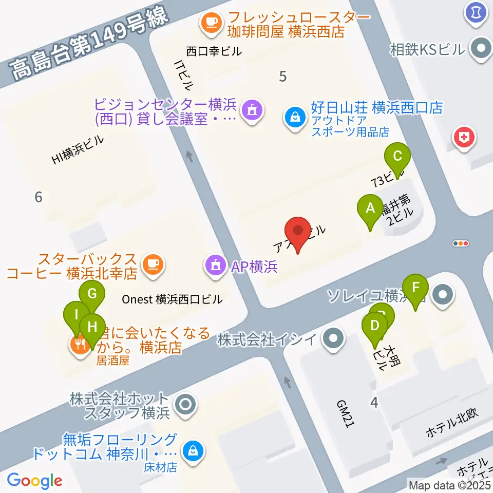 横浜センター ヤマハミュージック周辺のファミレス・ファーストフード一覧地図