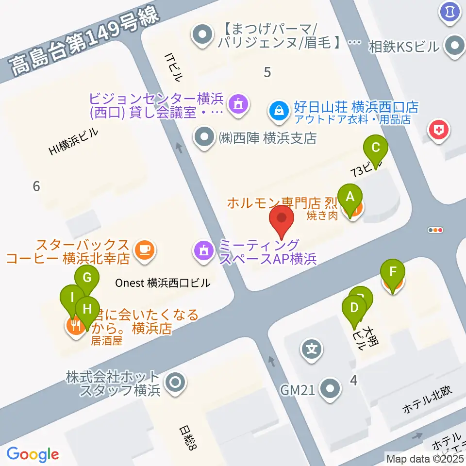 横浜センター ヤマハミュージック周辺のファミレス・ファーストフード一覧地図