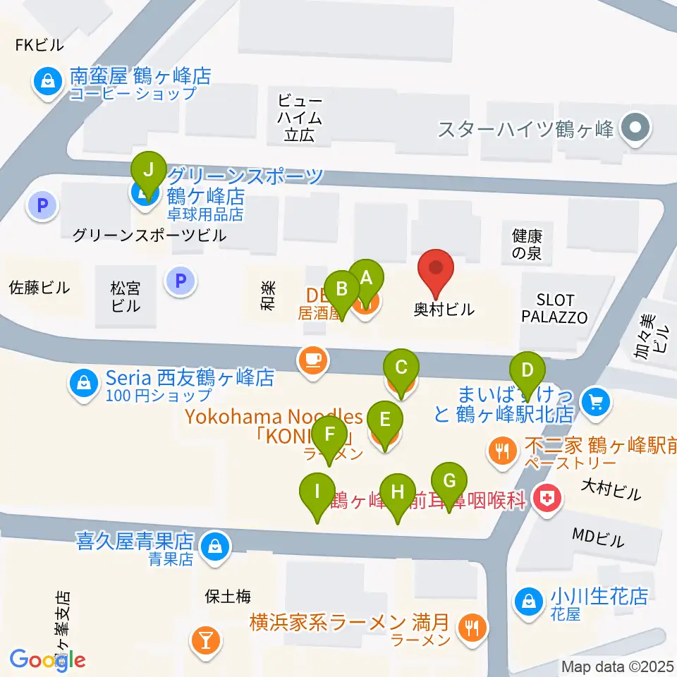 鶴ヶ峰センター ヤマハミュージック周辺のファミレス・ファーストフード一覧地図