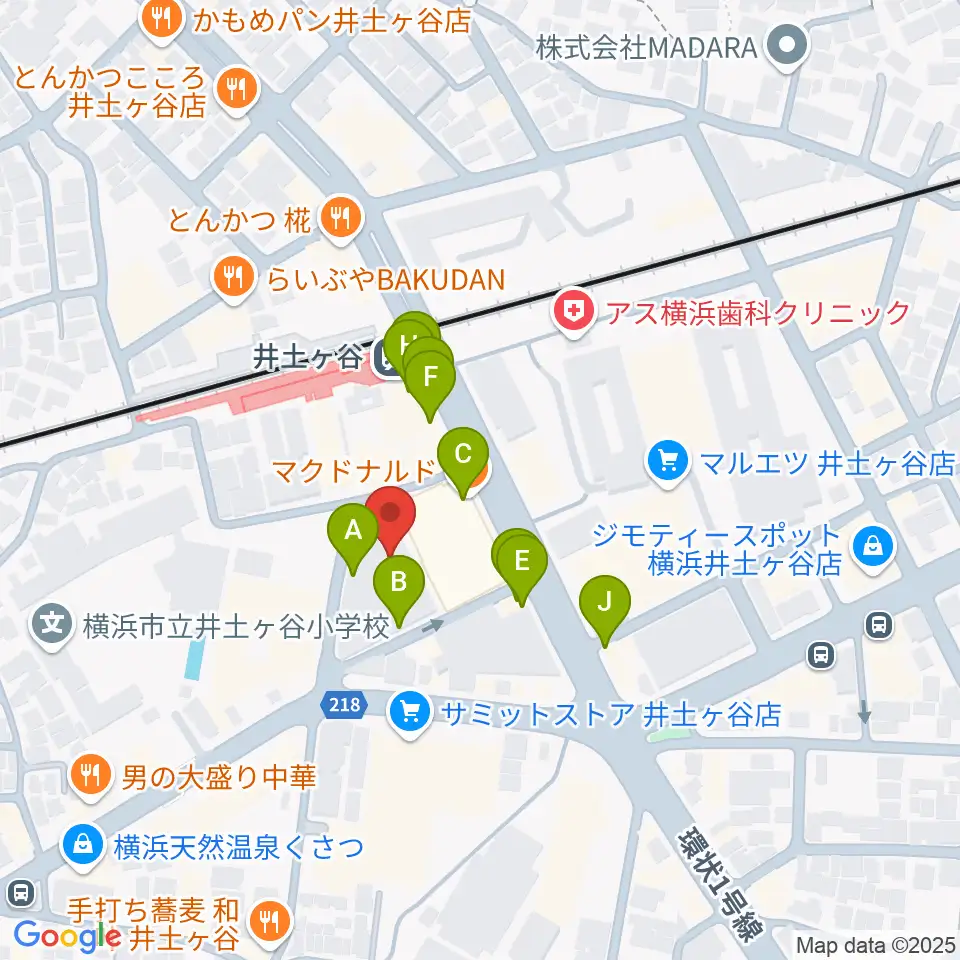 井土ヶ谷センター ヤマハミュージック周辺のファミレス・ファーストフード一覧地図