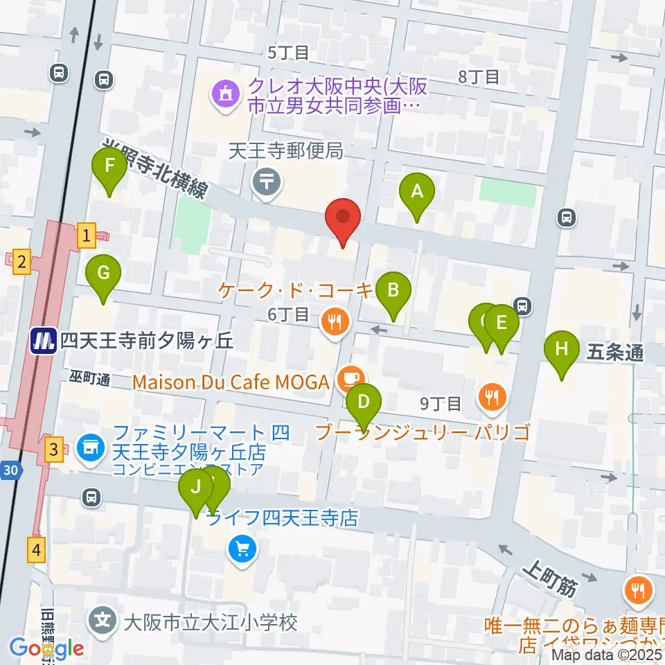 プライウッドスタジオ ドラム教室周辺のファミレス・ファーストフード一覧地図