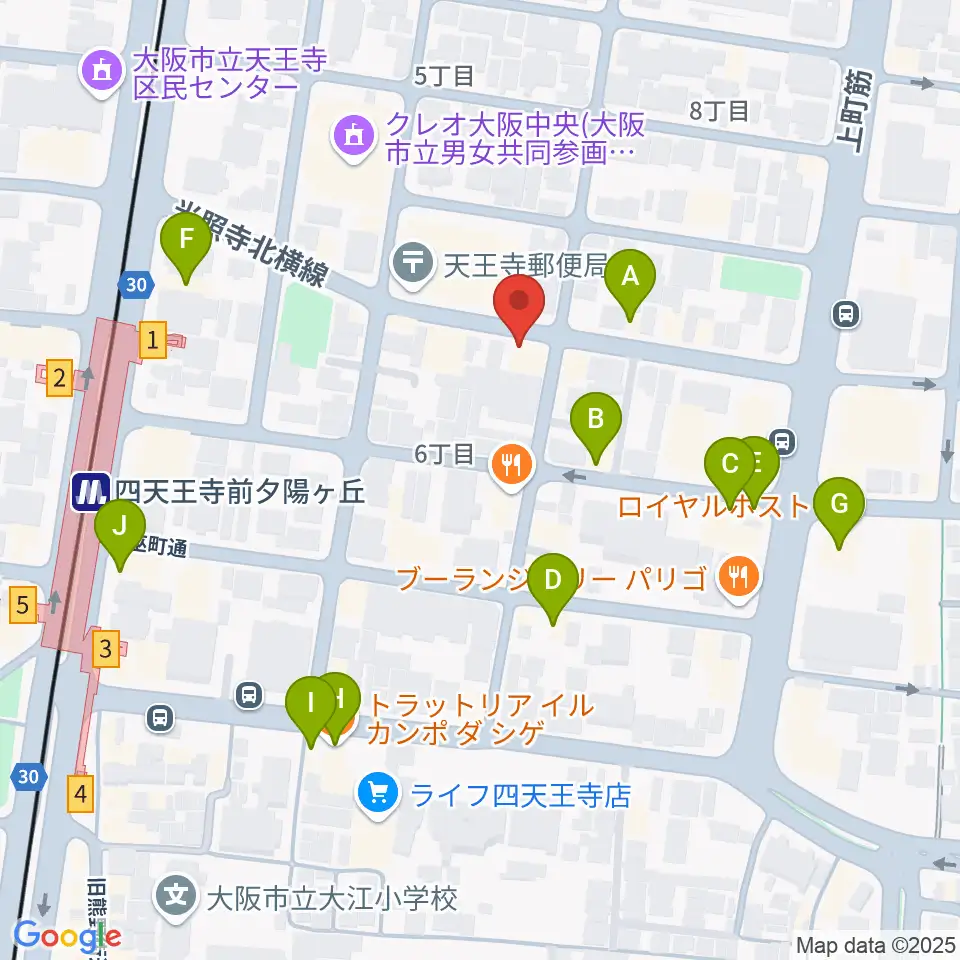 プライウッドスタジオ周辺のファミレス・ファーストフード一覧地図