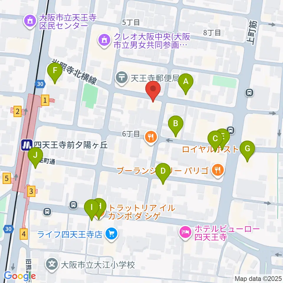プライウッドスタジオ周辺のファミレス・ファーストフード一覧地図