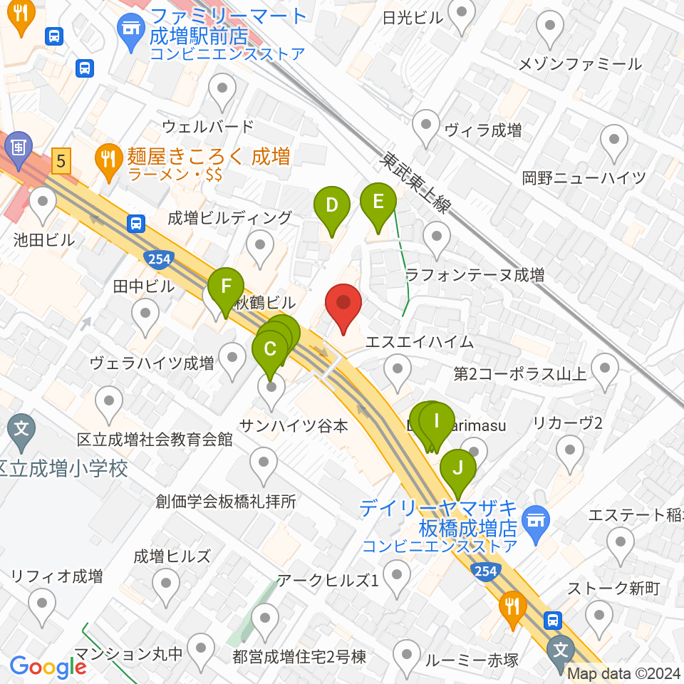 ローズマリーミュージックスクール成増教室周辺のファミレス・ファーストフード一覧地図