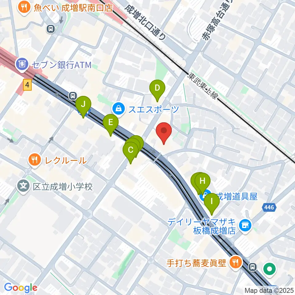 ローズマリーミュージックスクール成増教室周辺のファミレス・ファーストフード一覧地図