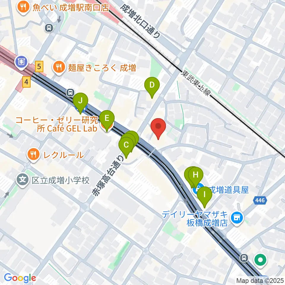 ローズマリーミュージックスクール成増教室周辺のファミレス・ファーストフード一覧地図