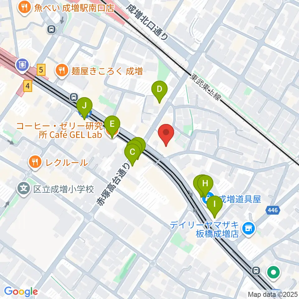 ローズマリーミュージックスクール成増教室周辺のファミレス・ファーストフード一覧地図