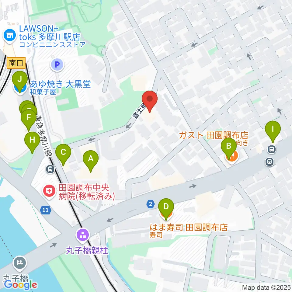 Bottom's Up Guitars周辺のファミレス・ファーストフード一覧地図