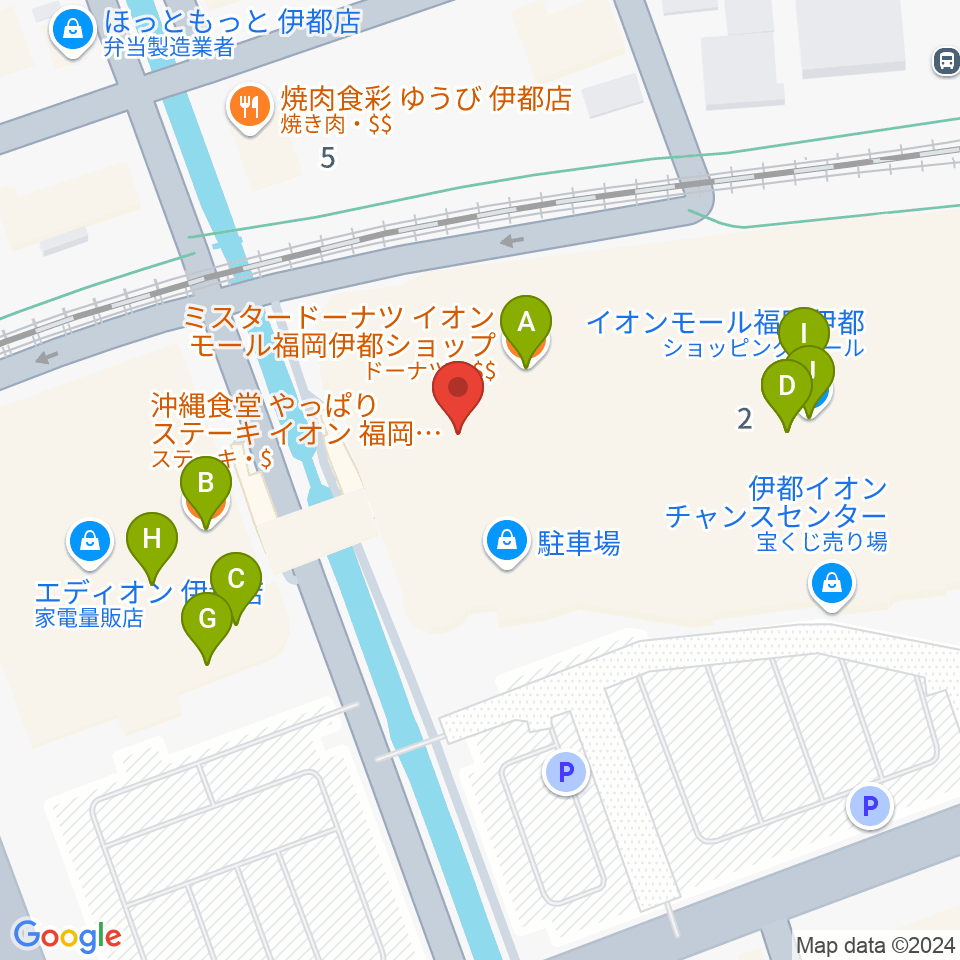 ヨシダ楽器イオン福岡伊都店周辺のファミレス・ファーストフード一覧地図