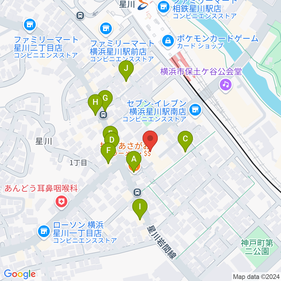 星川センター ヤマハミュージック周辺のファミレス・ファーストフード一覧地図