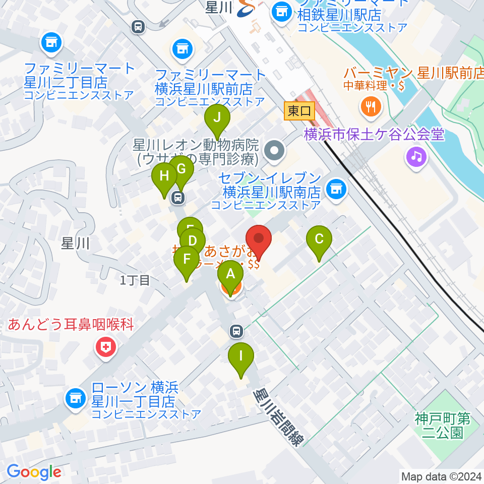 星川センター ヤマハミュージック周辺のファミレス・ファーストフード一覧地図