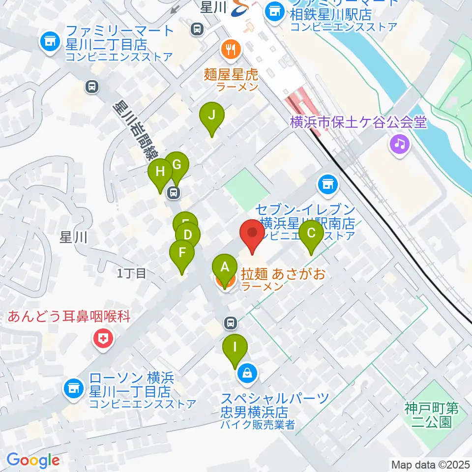 星川センター ヤマハミュージック周辺のファミレス・ファーストフード一覧地図