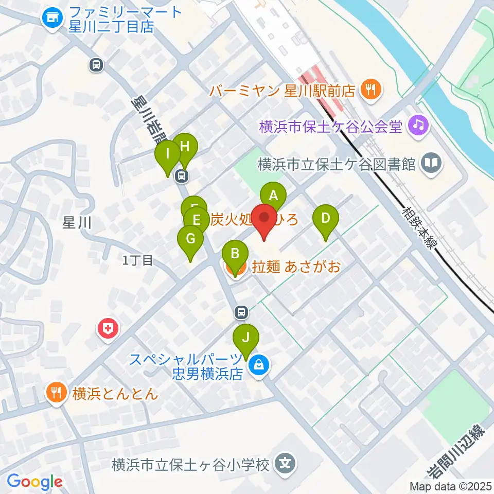 星川センター ヤマハミュージック周辺のファミレス・ファーストフード一覧地図
