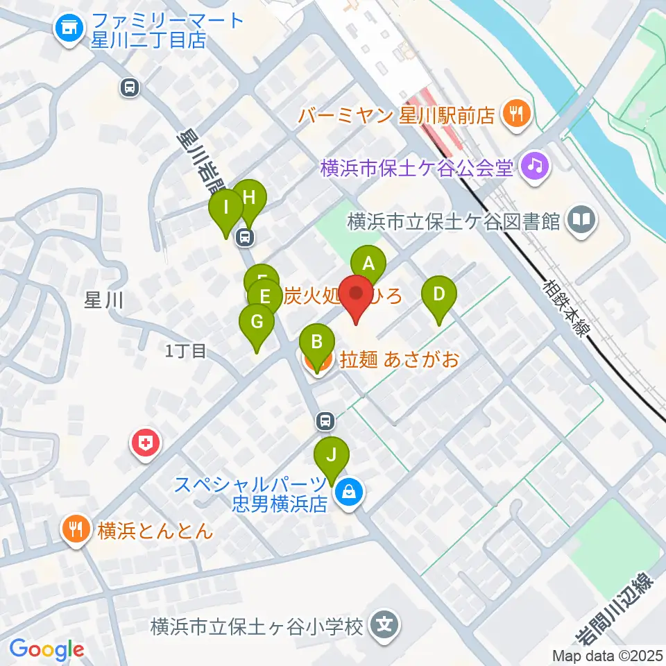 星川センター ヤマハミュージック周辺のファミレス・ファーストフード一覧地図
