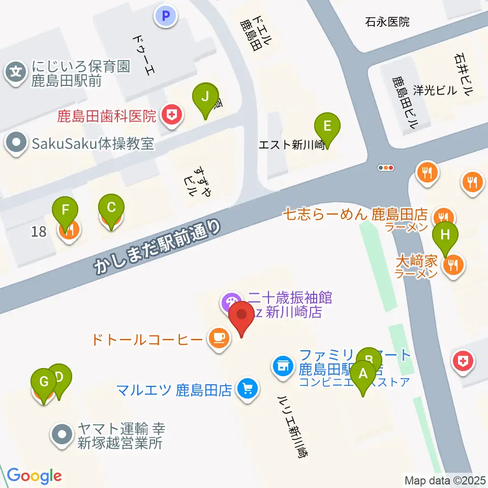 ミュージックスクール新川崎 ヤマハミュージック周辺のファミレス・ファーストフード一覧地図