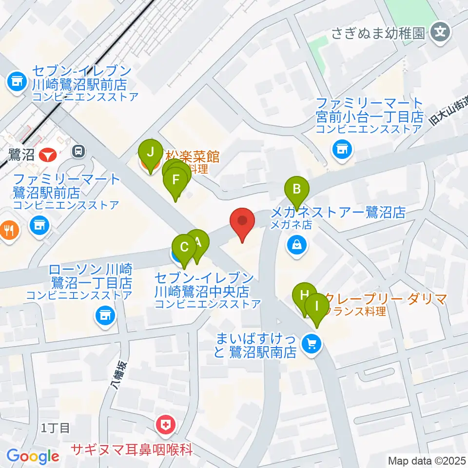 ミュージックスクール鷺沼 ヤマハミュージック周辺のファミレス・ファーストフード一覧地図