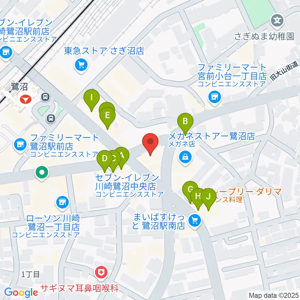 ミュージックスクール鷺沼 ヤマハミュージック周辺のファミレス・ファーストフード一覧地図