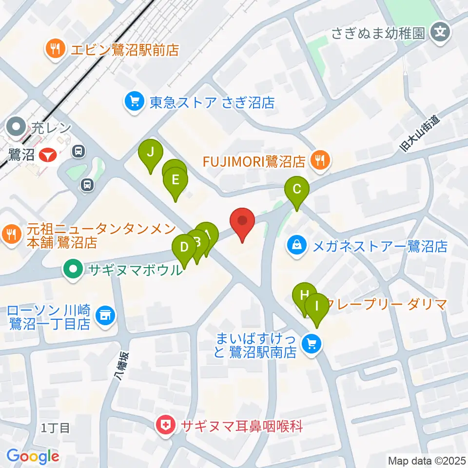 ミュージックスクール鷺沼 ヤマハミュージック周辺のファミレス・ファーストフード一覧地図