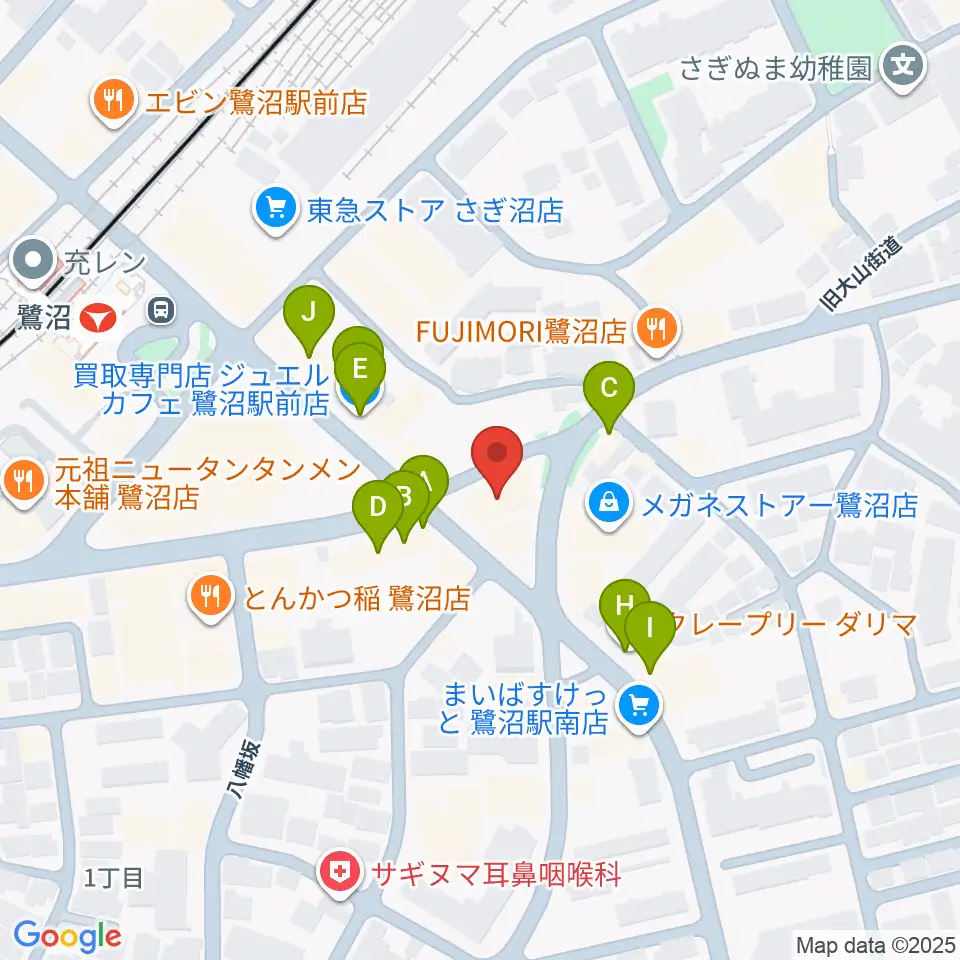 ミュージックスクール鷺沼 ヤマハミュージック周辺のファミレス・ファーストフード一覧地図