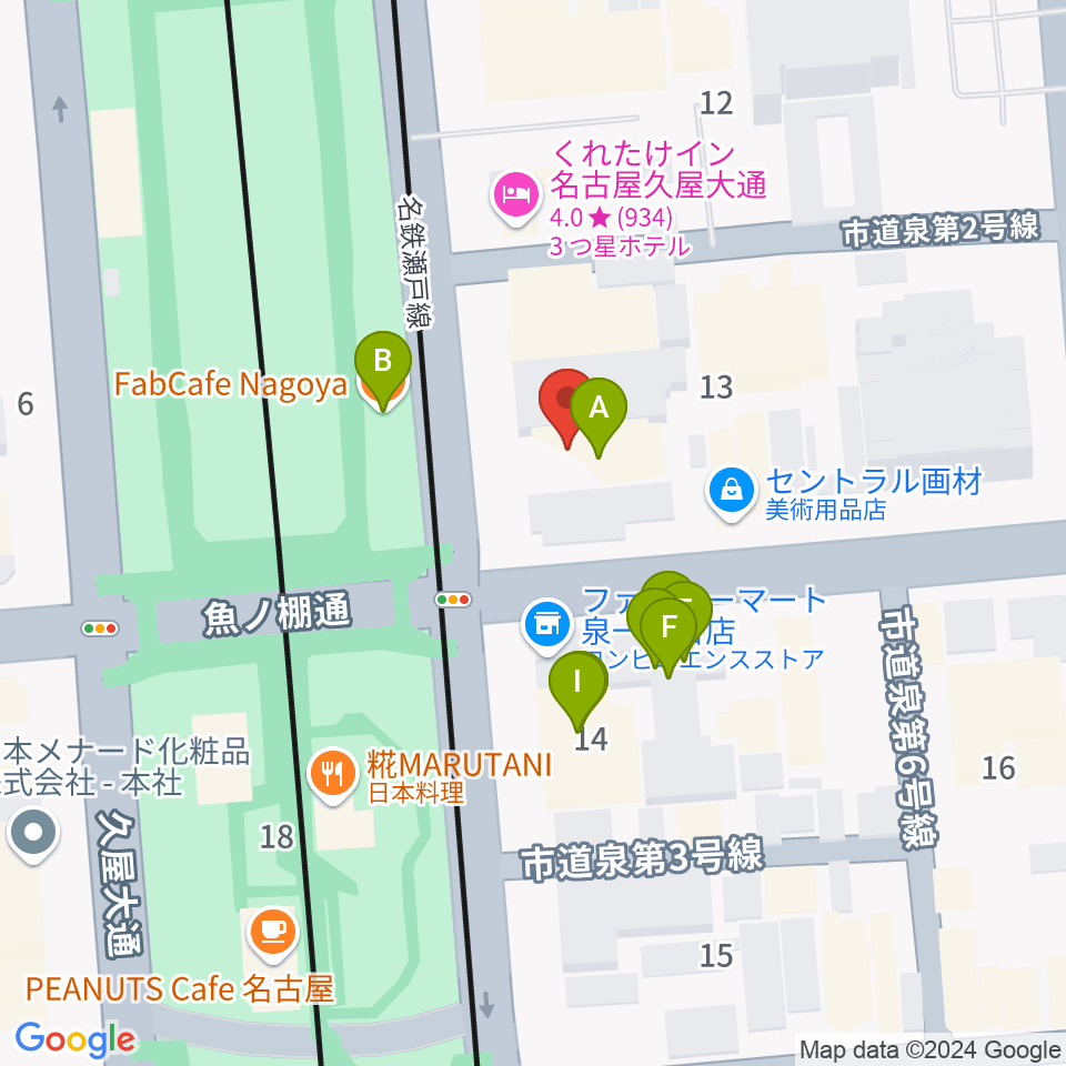 ポエポエ名古屋周辺のファミレス・ファーストフード一覧地図