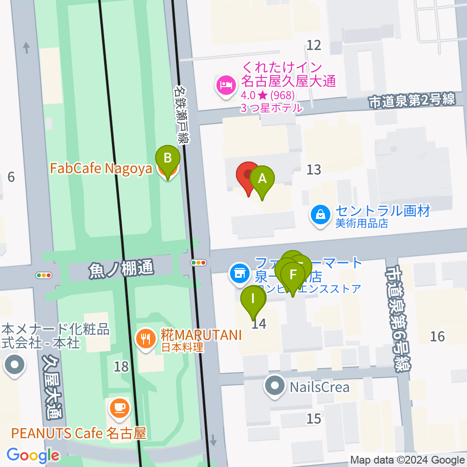 ポエポエ名古屋周辺のファミレス・ファーストフード一覧地図