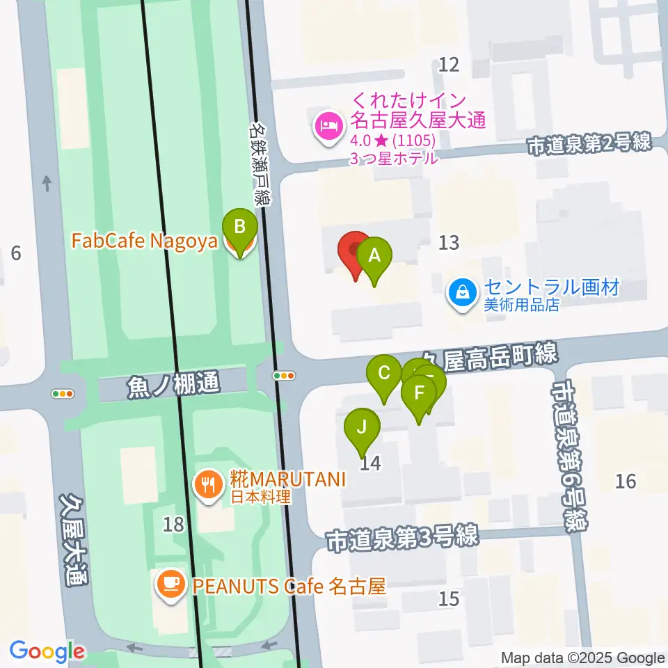ポエポエ名古屋周辺のファミレス・ファーストフード一覧地図