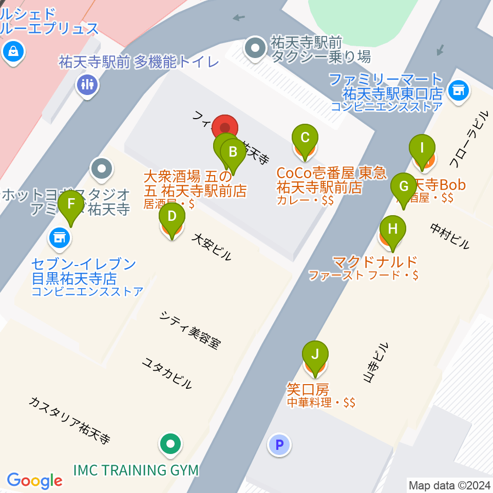 ポエポエ東京周辺のファミレス・ファーストフード一覧地図