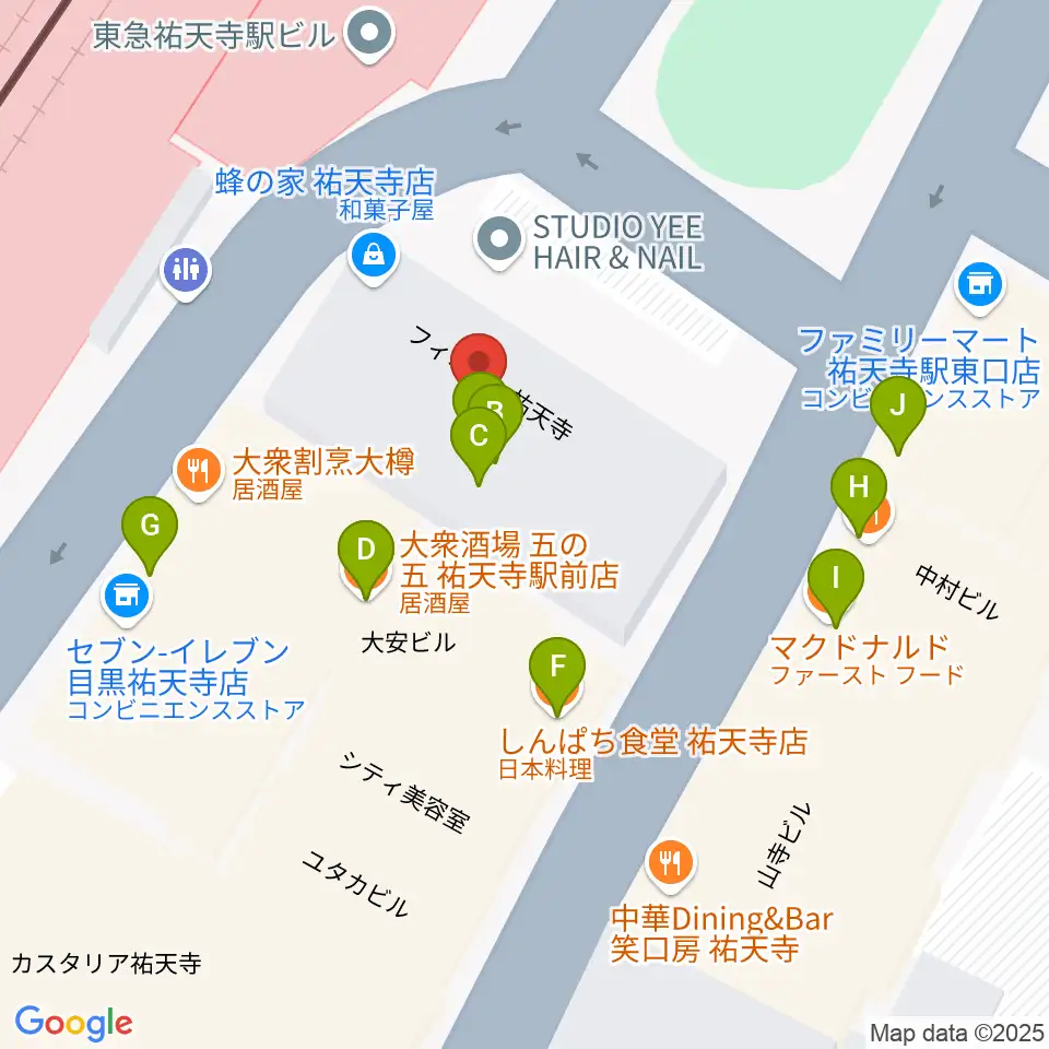 ポエポエ東京周辺のファミレス・ファーストフード一覧地図