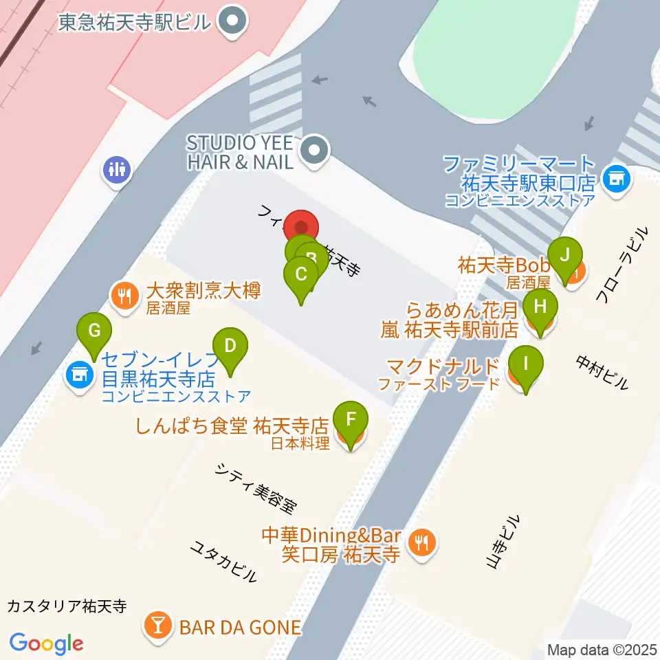 ポエポエ東京周辺のファミレス・ファーストフード一覧地図