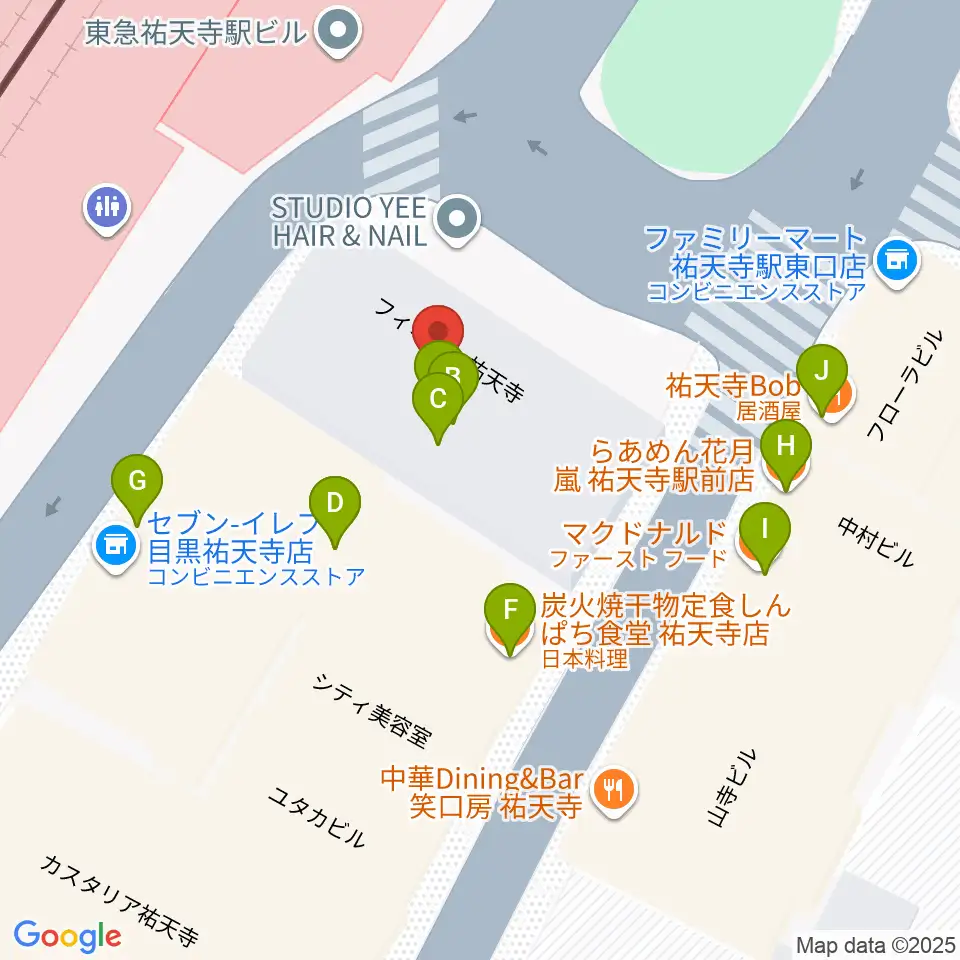 ポエポエ東京周辺のファミレス・ファーストフード一覧地図