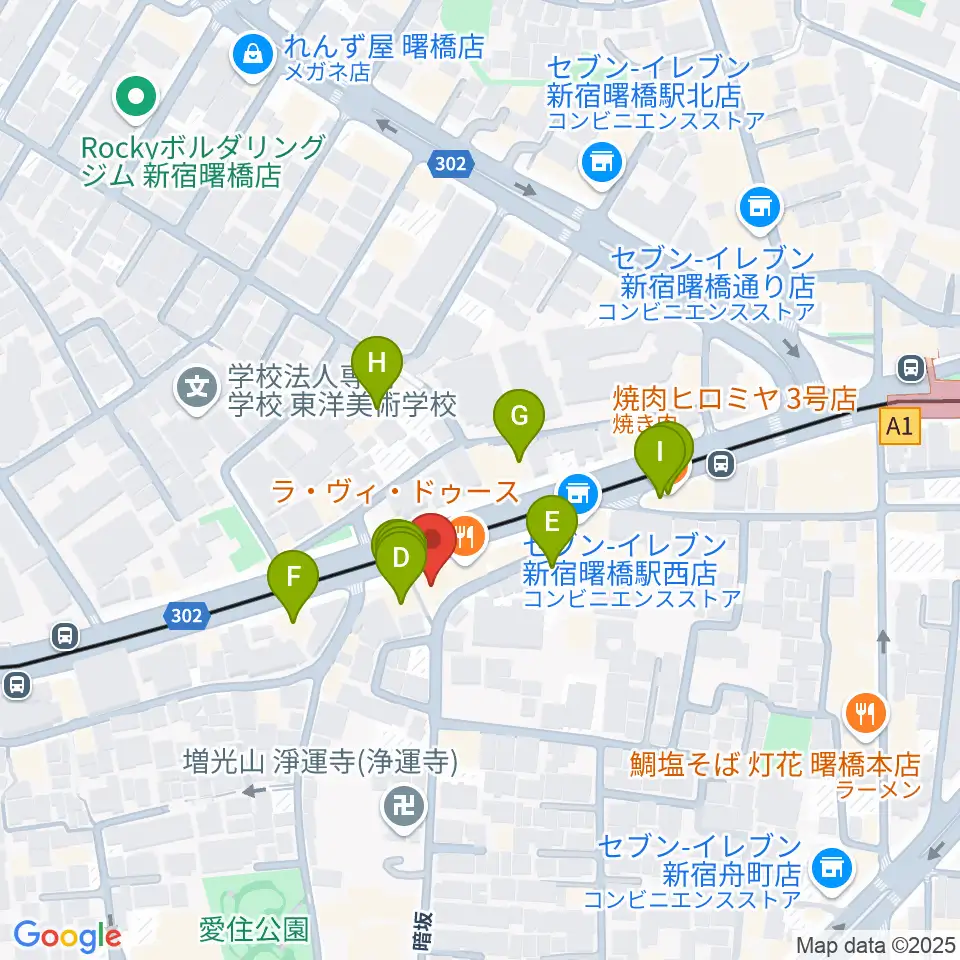 G'Seven Guitars周辺のファミレス・ファーストフード一覧地図