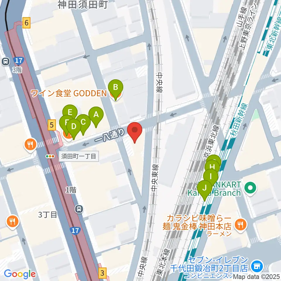 ストラト・クレイジー周辺のファミレス・ファーストフード一覧地図