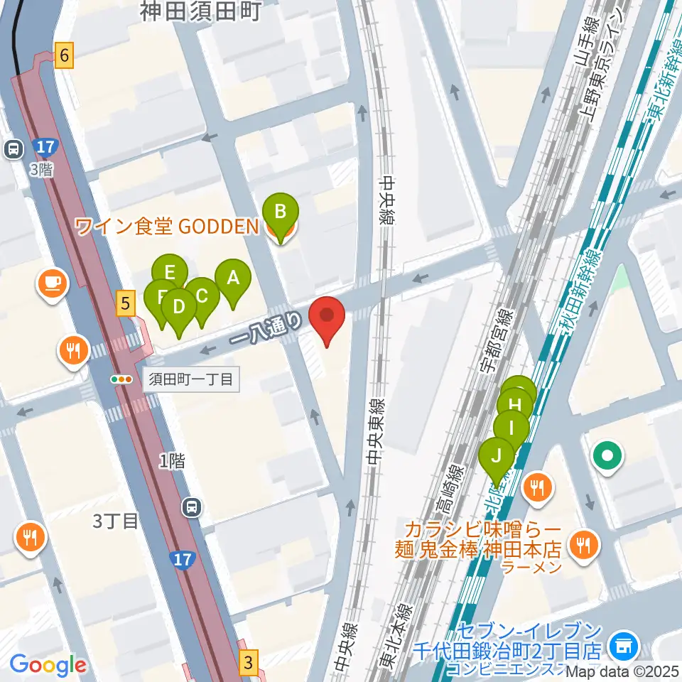 ストラト・クレイジー周辺のファミレス・ファーストフード一覧地図