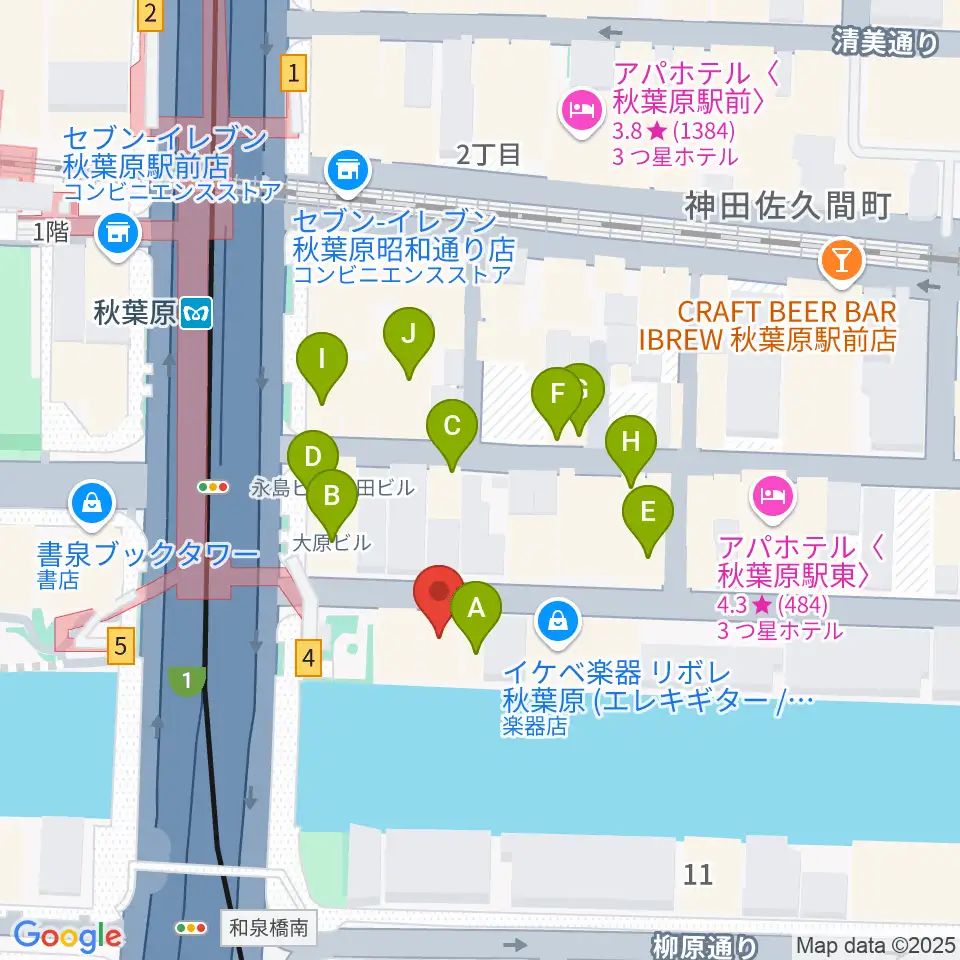 ドラムステーション・リボレ秋葉原周辺のファミレス・ファーストフード一覧地図