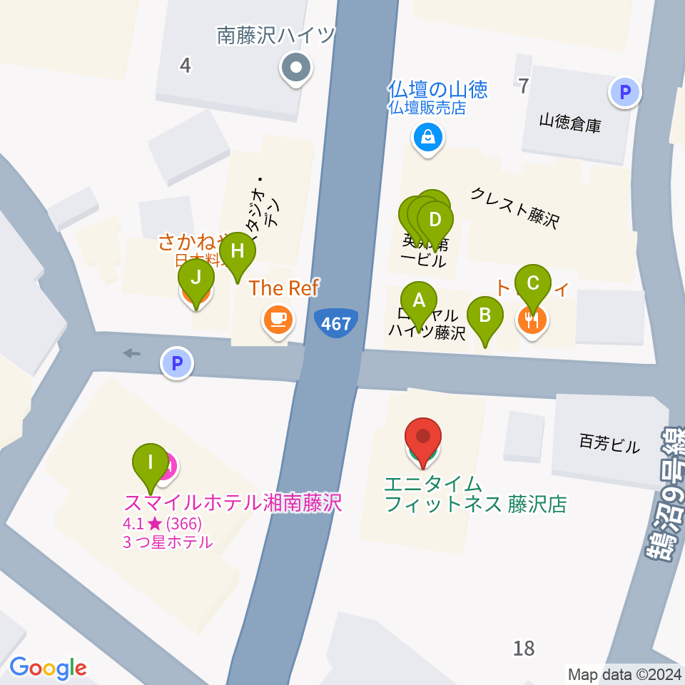 ミュージックアベニュー藤沢 ヤマハミュージック周辺のファミレス・ファーストフード一覧地図